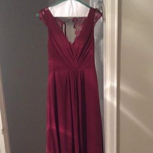 Hayley Paige burgundy bridesmaids dress